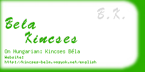 bela kincses business card